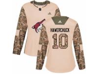 Women Adidas Arizona Coyotes #10 Dale Hawerchuck Camo Veterans Day Practice NHL Jersey