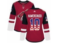 Women Adidas Arizona Coyotes #10 Dale Hawerchuck Red USA Flag Fashion NHL Jersey