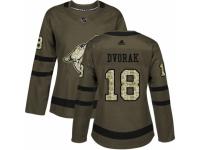 Women Adidas Arizona Coyotes #18 Christian Dvorak Green Salute to Service NHL Jersey