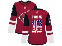 Women Adidas Arizona Coyotes #18 Christian Dvorak Red USA Flag Fashion NHL Jersey