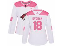 Women Adidas Arizona Coyotes #18 Christian Dvorak White/Pink Fashion NHL Jersey