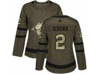 Women Adidas Arizona Coyotes #2 Luke Schenn Green Salute to Service NHL Jersey