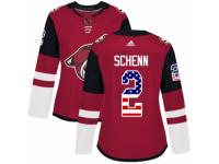Women Adidas Arizona Coyotes #2 Luke Schenn Red USA Flag Fashion NHL Jersey