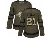 Women Adidas Arizona Coyotes #21 Derek Stepan Green Salute to Service NHL Jersey