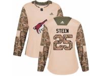 Women Adidas Arizona Coyotes #25 Thomas Steen Camo Veterans Day Practice NHL Jersey