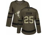 Women Adidas Arizona Coyotes #25 Thomas Steen Green Salute to Service NHL Jersey