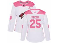 Women Adidas Arizona Coyotes #25 Thomas Steen White/Pink Fashion NHL Jersey