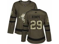 Women Adidas Arizona Coyotes #29 Mario Kempe Green Salute to Service NHL Jersey