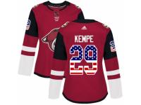 Women Adidas Arizona Coyotes #29 Mario Kempe Red USA Flag Fashion NHL Jersey