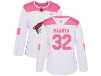 Women Adidas Arizona Coyotes #32 Antti Raanta White/Pink Fashion NHL Jersey