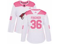 Women Adidas Arizona Coyotes #36 Christian Fischer White/Pink Fashion NHL Jersey