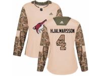 Women Adidas Arizona Coyotes #4 Niklas Hjalmarsson Camo Veterans Day Practice NHL Jersey