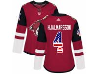 Women Adidas Arizona Coyotes #4 Niklas Hjalmarsson Red USA Flag Fashion NHL Jersey