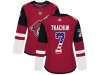 Women Adidas Arizona Coyotes #7 Keith Tkachuk Red USA Flag Fashion NHL Jersey