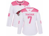 Women Adidas Arizona Coyotes #7 Keith Tkachuk White/Pink Fashion NHL Jersey