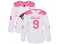 Women Adidas Arizona Coyotes #9 Clayton Keller White/Pink Fashion NHL Jersey
