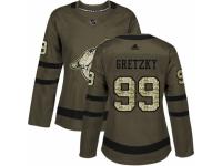 Women Adidas Arizona Coyotes #99 Wayne Gretzky Green Salute to Service NHL Jersey