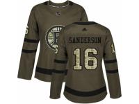 Women Adidas Boston Bruins #16 Derek Sanderson Green Salute to Service NHL Jersey