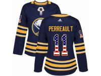 Women Adidas Buffalo Sabres #11 Gilbert Perreault Navy Blue USA Flag Fashion NHL Jersey