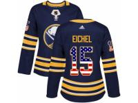 Women Adidas Buffalo Sabres #15 Jack Eichel Navy Blue USA Flag Fashion NHL Jersey