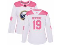 Women Adidas Buffalo Sabres #19 Jake McCabe White/Pink Fashion NHL Jersey