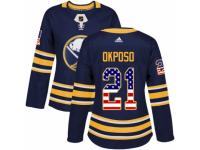 Women Adidas Buffalo Sabres #21 Kyle Okposo Navy Blue USA Flag Fashion NHL Jersey