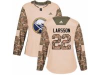 Women Adidas Buffalo Sabres #22 Johan Larsson Camo Veterans Day Practice NHL Jersey