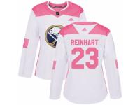 Women Adidas Buffalo Sabres #23 Sam Reinhart White/Pink Fashion NHL Jersey