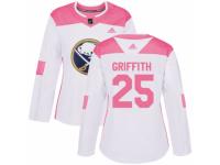 Women Adidas Buffalo Sabres #25 Seth Griffith White/Pink Fashion NHL Jersey