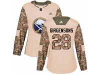 Women Adidas Buffalo Sabres #28 Zemgus Girgensons Camo Veterans Day Practice NHL Jersey