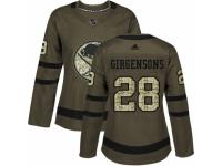 Women Adidas Buffalo Sabres #28 Zemgus Girgensons Green Salute to Service NHL Jersey