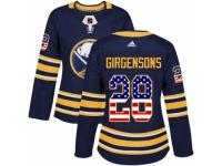 Women Adidas Buffalo Sabres #28 Zemgus Girgensons Navy Blue USA Flag Fashion NHL Jersey