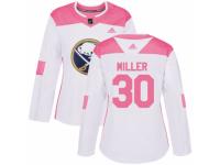 Women Adidas Buffalo Sabres #30 Ryan Miller White/Pink Fashion NHL Jersey