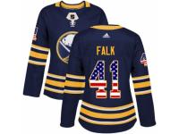 Women Adidas Buffalo Sabres #41 Justin Falk Navy Blue USA Flag Fashion NHL Jersey