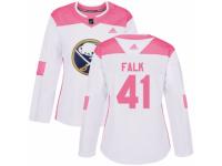 Women Adidas Buffalo Sabres #41 Justin Falk White/Pink Fashion NHL Jersey