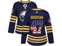 Women Adidas Buffalo Sabres #47 Zach Bogosian Navy Blue USA Flag Fashion NHL Jersey