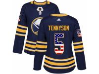 Women Adidas Buffalo Sabres #5 Matt Tennyson Navy Blue USA Flag Fashion NHL Jersey