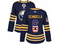 Women Adidas Buffalo Sabres #6 Marco Scandella Navy Blue USA Flag Fashion NHL Jersey