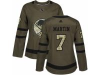 Women Adidas Buffalo Sabres #7 Rick Martin Green Salute to Service NHL Jersey