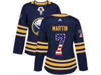 Women Adidas Buffalo Sabres #7 Rick Martin Navy Blue USA Flag Fashion NHL Jersey