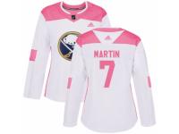 Women Adidas Buffalo Sabres #7 Rick Martin White/Pink Fashion NHL Jersey