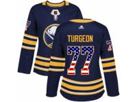 Women Adidas Buffalo Sabres #77 Pierre Turgeon Navy Blue USA Flag Fashion NHL Jersey