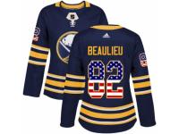 Women Adidas Buffalo Sabres #82 Nathan Beaulieu Navy Blue USA Flag Fashion NHL Jersey