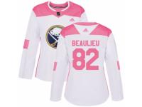 Women Adidas Buffalo Sabres #82 Nathan Beaulieu White/Pink Fashion NHL Jersey