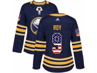 Women Adidas Buffalo Sabres #9 Derek Roy Navy Blue USA Flag Fashion NHL Jersey