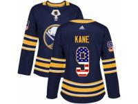 Women Adidas Buffalo Sabres #9 Evander Kane Navy Blue USA Flag Fashion NHL Jersey