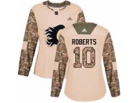 Women Adidas Calgary Flames #10 Gary Roberts Camo Veterans Day Practice NHL Jersey