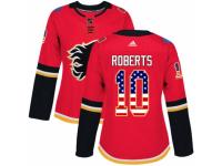 Women Adidas Calgary Flames #10 Gary Roberts Red USA Flag Fashion NHL Jersey