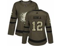 Women Adidas Calgary Flames #12 Jarome Iginla Green Salute to Service NHL Jersey