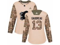 Women Adidas Calgary Flames #13 Johnny Gaudreau Camo Veterans Day Practice NHL Jersey